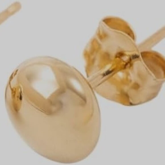 New 14k Real Yellow Gold Button Domed Stud Pierced Post Petite Small Earrings - Picture 8 of 11